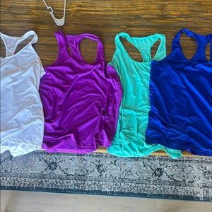 Vibrant Women's Tank Top Trio - Royal Blue, Magenta, and White